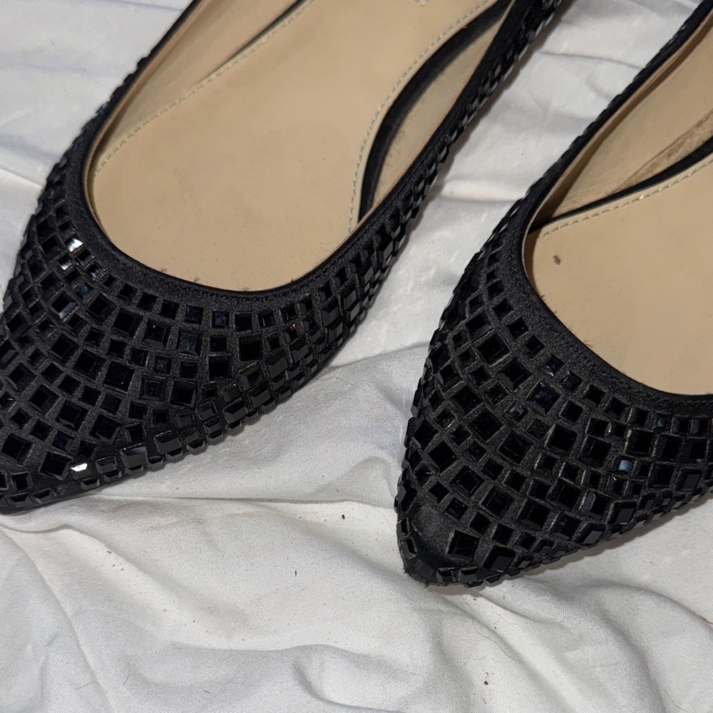 Betsey Johnson Black Rhinestone Women's Flats - Picture 6 of 10